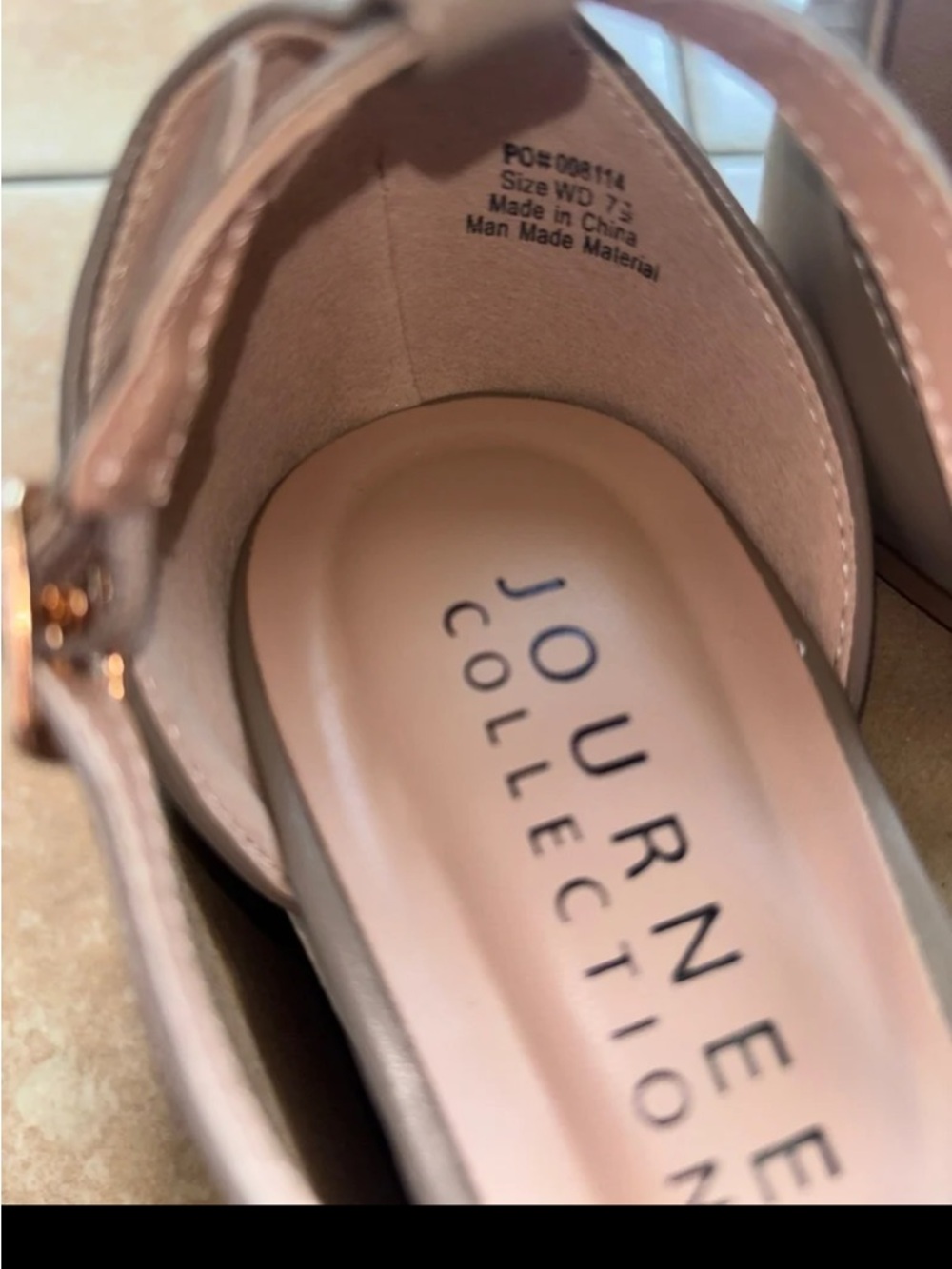 Journee Collection Metallic Taupe Pointed Toe Ankle Strap Heels - Picture 4 of 11